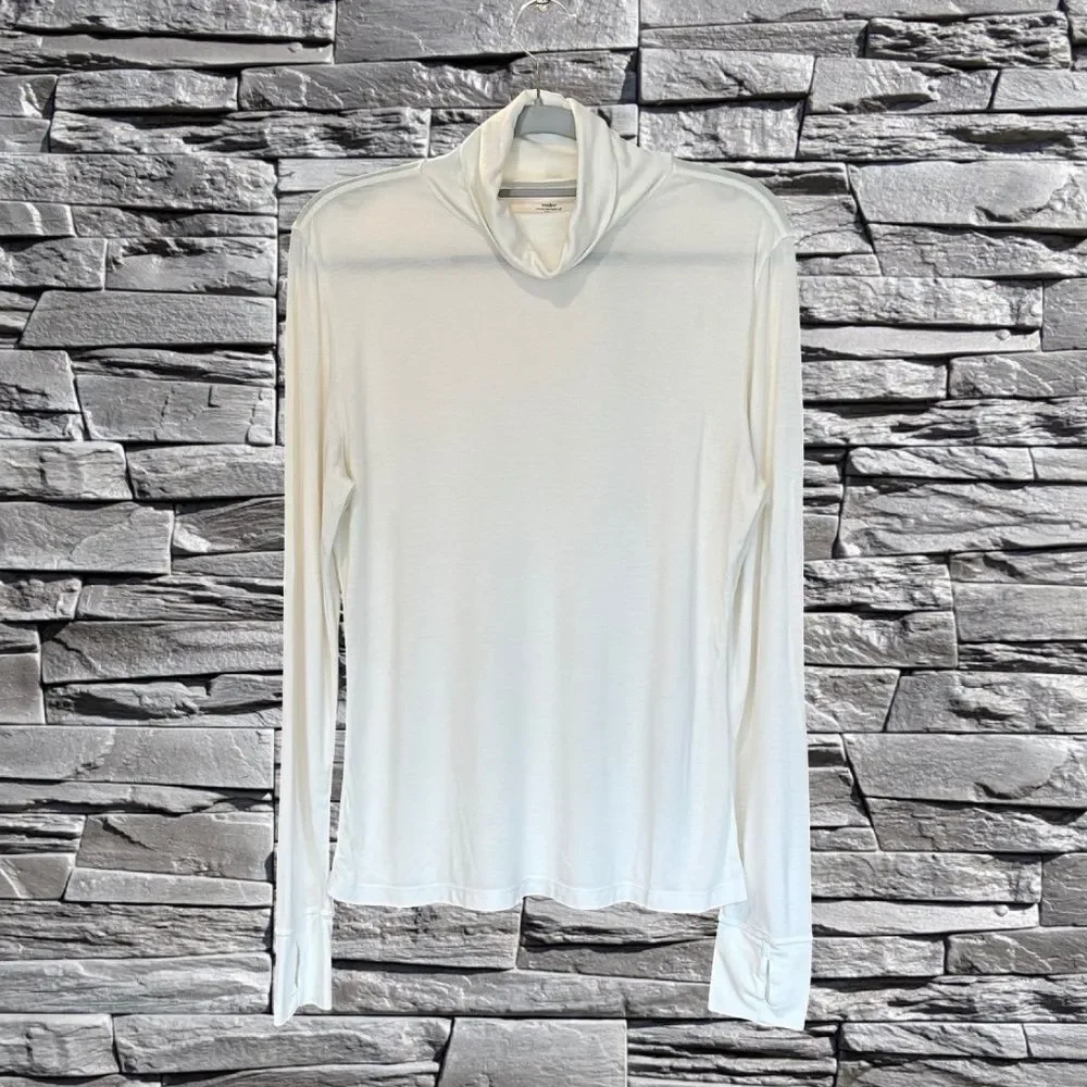 Modern Movement Women's SOFT Long Sleeve Loose Turtleneck Cream-Ivory Large